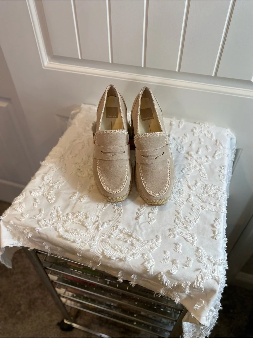 Dolce Vita Beige Suede Platform Loafers